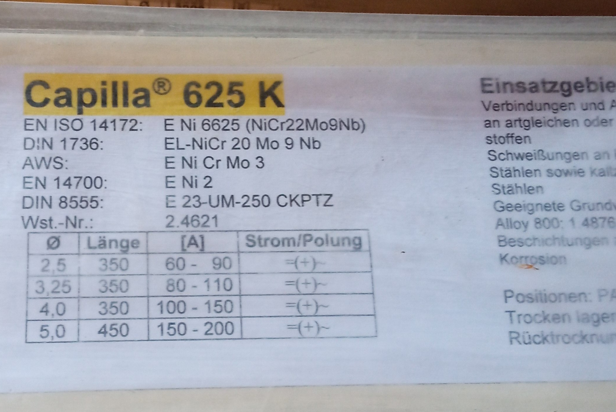 Продам электроды Capilla 625 K фото 1